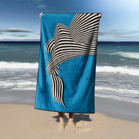 BeachMapTowel | black stripes